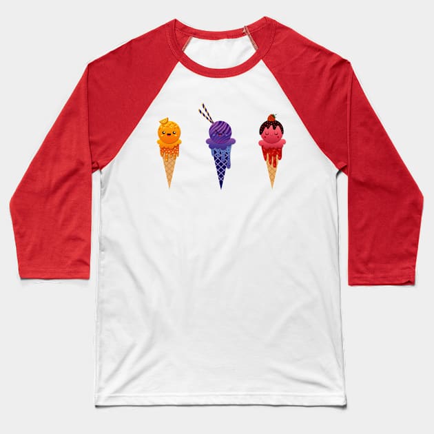 Ice Cream Fruit Flavors Baseball T-Shirt by xyabut2